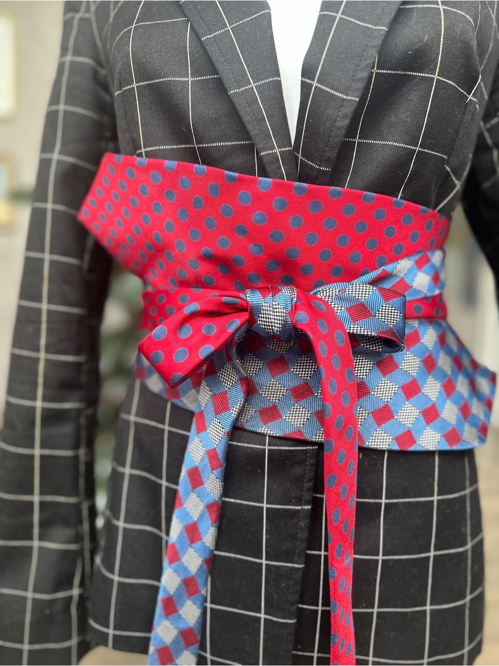 Upcycled Men's Silk Necktie Obi Belt | Corset Style Belt | One-of-a-Kind | OS